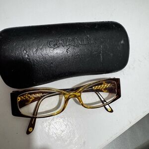 CHANEL Tortoise and Gold Eyeglasses with Case
